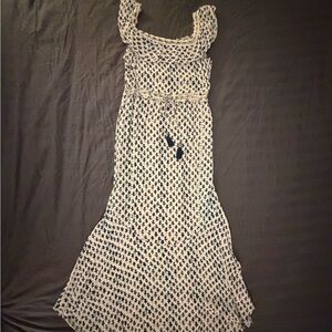 Saylor White & Blue Ruffle Midi dress Size M